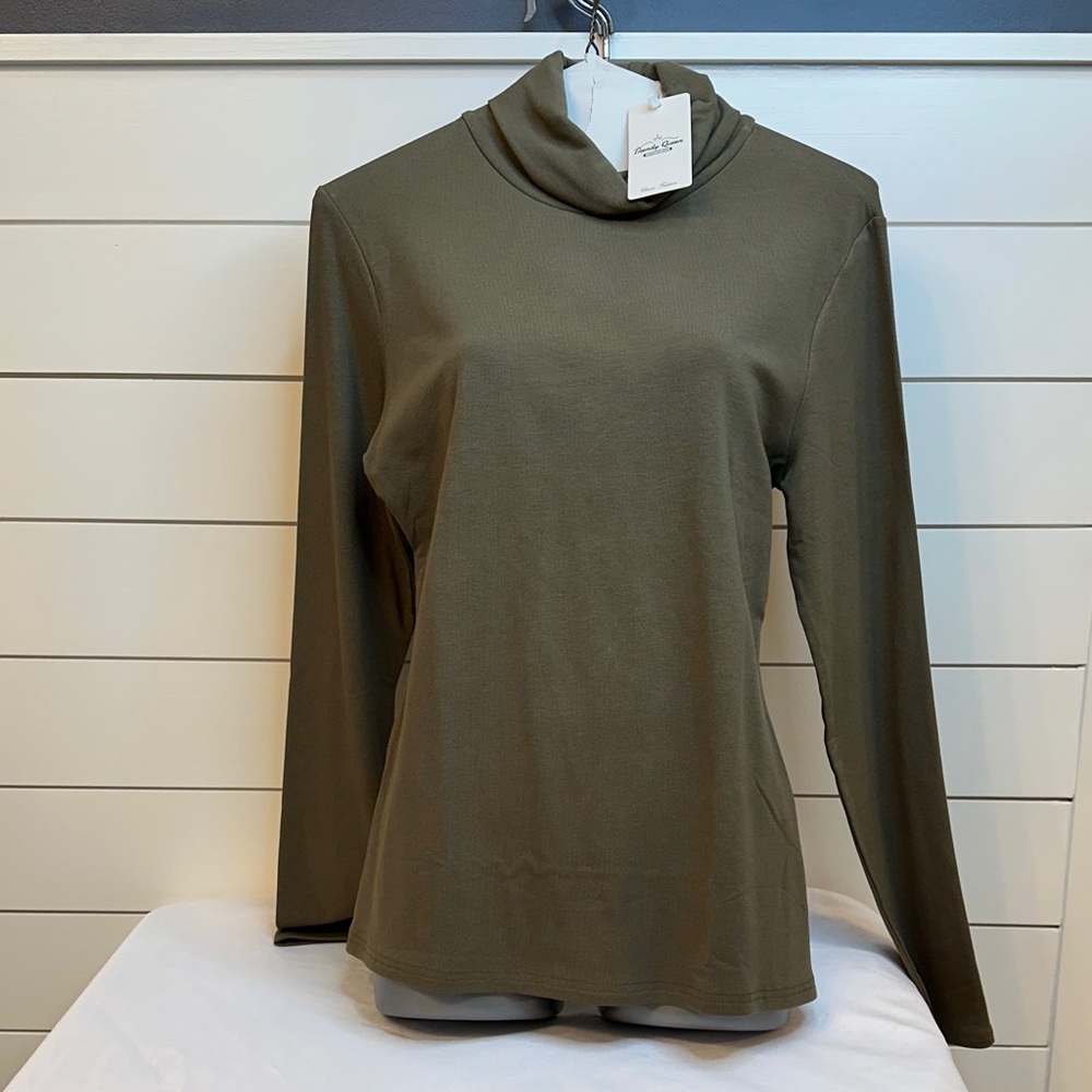 Olive Long Sleeve Turtleneck Top